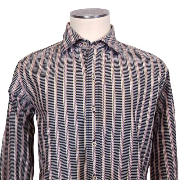 Robert Graham Men’s Stripe Button Down Collared Shirt Sz L - Picture 2 of 10
